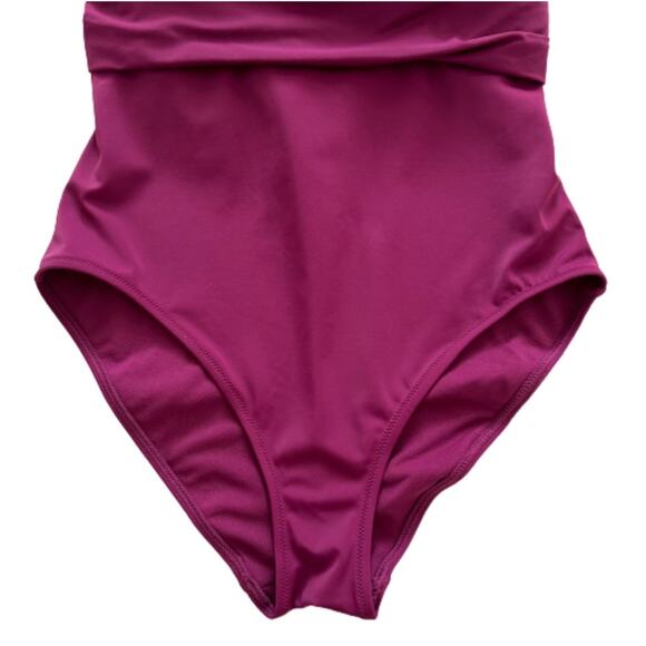 Adore Me Swimsuit One Piece Monroe Contour Purple Halter V-Neck Ruched Large NEW - Picture 4 of 9